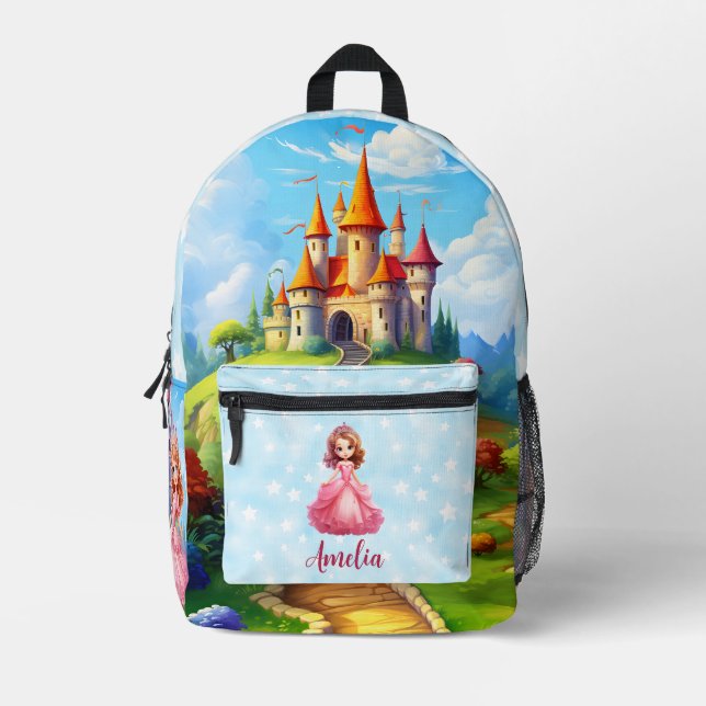 Cute Princess Castle Fairytale Enchanted Backpack (Front)