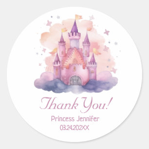 Cute Princess Castle Girl Birthday Party  Classic Round Sticker