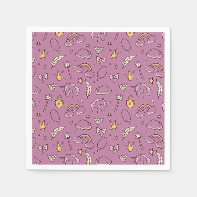 Cute Princess Castle Girl Birthday Party  Napkin (Front)