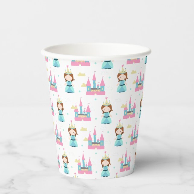 Cute Princess Castle Pattern Girly Paper Cups (Front)