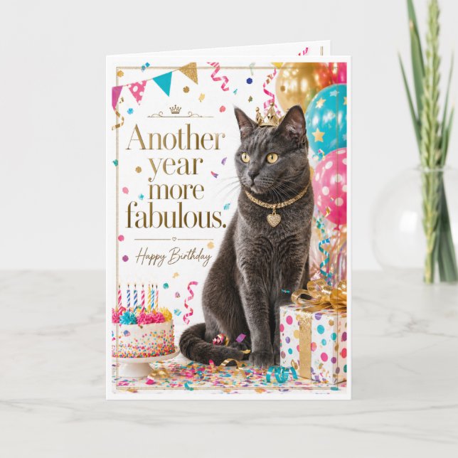 Cute Princess Cat Birthday Card (Front)