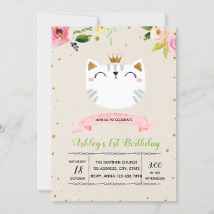 Cute princess cat party invitation