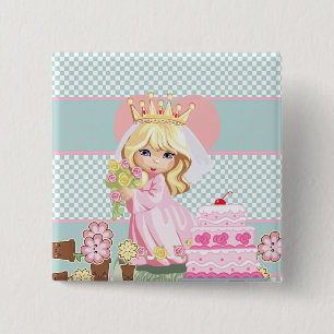 Cute Princess Child - so kawaii 15 Cm Square Badge