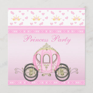 Cute Princess Coach Pink Birthday Party Invitation