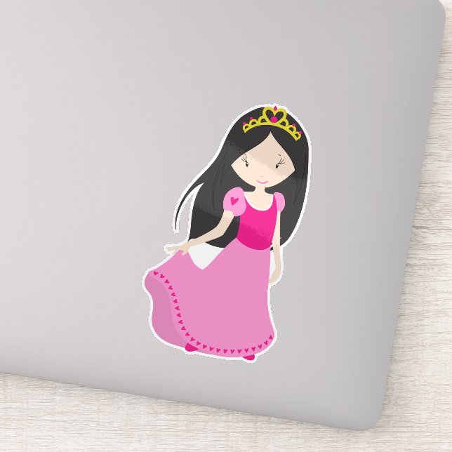 Cute Princess, Crown, Black Hair, Pink Dress (Detail)