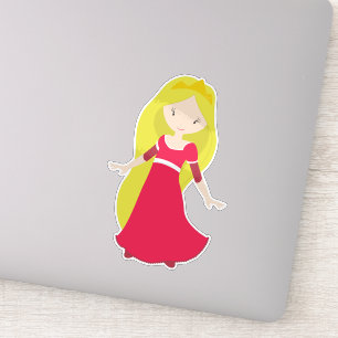 Cute Princess, Crown, Blonde Hair, Red Dress