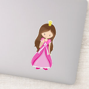 Cute Princess, Crown, Brown Hair, Pink Dress