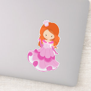 Cute Princess, Crown, Pink Dress, Orange Hair