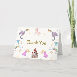 Cute Princess Dragon Unicorn Castle Baby Shower Thank You Card