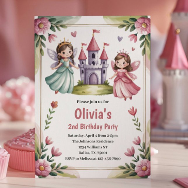Cute Princess Fairy 2nd Birthday Party Invitation (Creator Uploaded)
