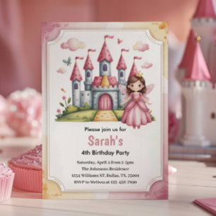 Cute Princess Fairytale Birthday Invitation