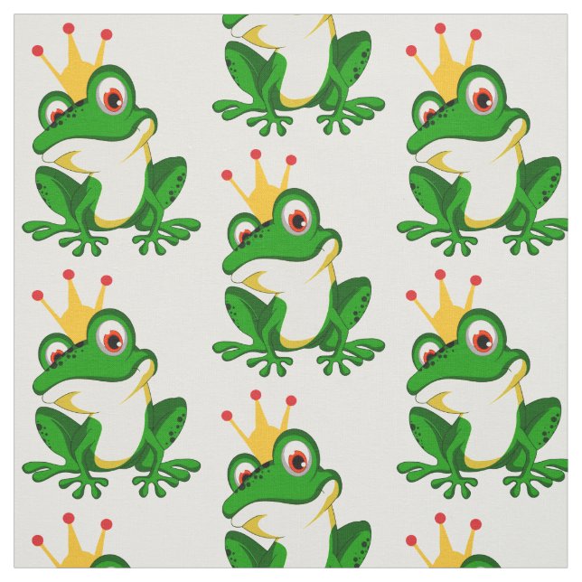 Cute Princess Frog. Crown. Green Fabric (Swatch)
