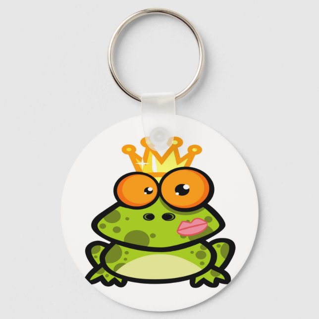 Cute Princess Frog with Golden Crown Key Ring (Front)