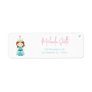 Cute Princess Girl Birthday Return Address Label