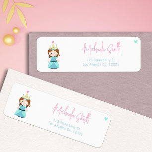 Cute Princess Girl Birthday Return Address Label