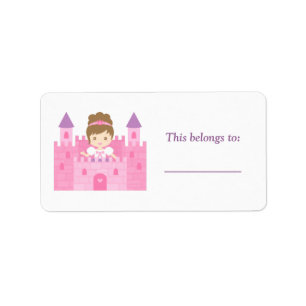 Cute Princess Girl in Pink Castle Label
