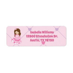 Cute Princess Girl Pink Kids Return Address Label