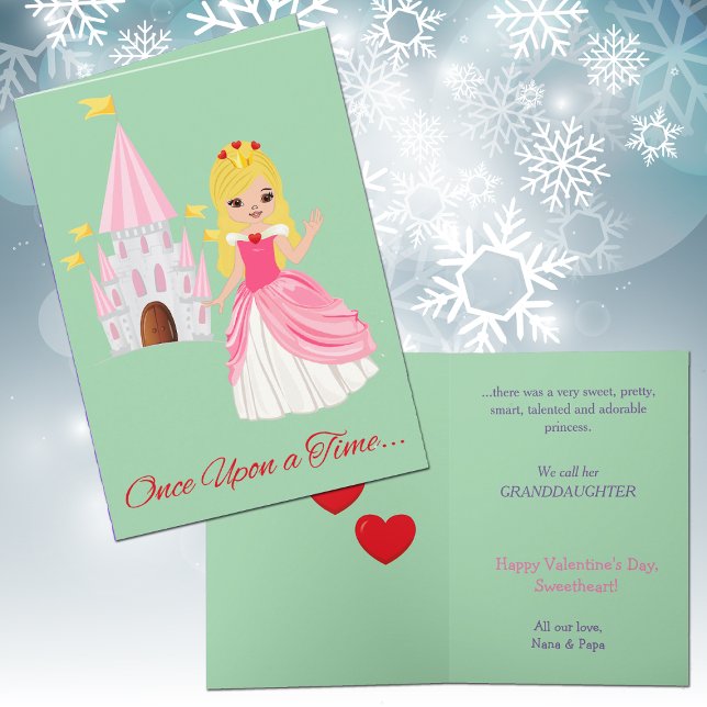 Cute Princess Granddaughter Valentine Blonde Holiday Card (Creator Uploaded)