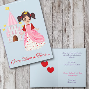 Cute Princess Granddaughter Valentine Brunette Holiday Card
