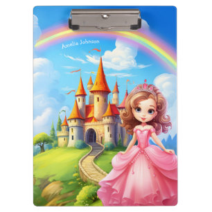Cute Princess in a Fairy Tale Castle Personalised Clipboard