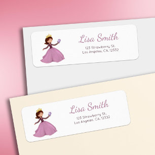 Cute princess in pink dress return address label
