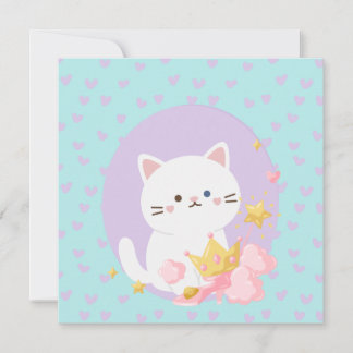 Cute Princess Kitty Poster Card