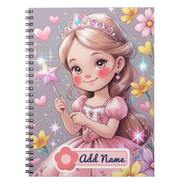 Cute Princess Notebook | Editable Name (Front)