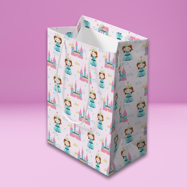 Cute Princess Pink Castle Girl Baby Shower Party Medium Gift Bag (Creator Uploaded)