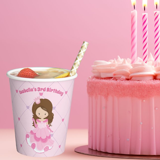 Cute Princess Pink Custom Birthday Girl Party Paper Cups (Creator Uploaded)