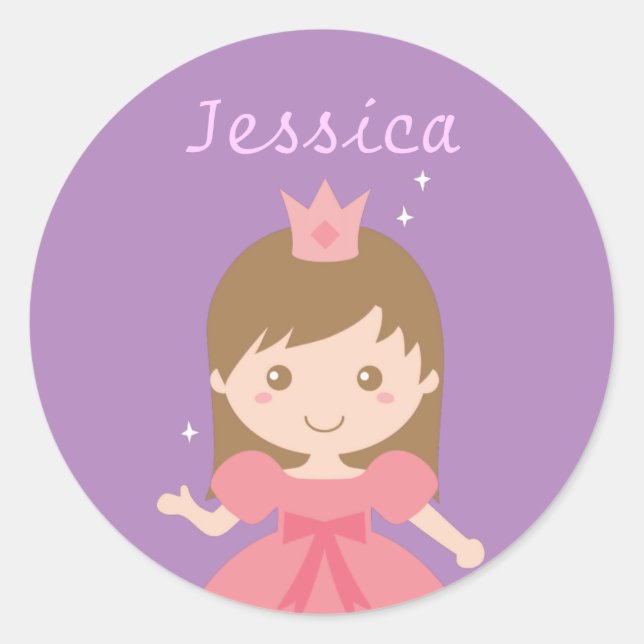 Cute Princess, Pink for Little Girls Classic Round Sticker (Front)