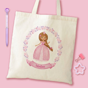 Cute Princess Pink Personalised Tote Bag