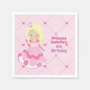 Cute Princess Pink Purple Girls Birthday Party Napkin