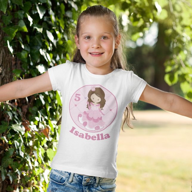 Cute Princess Pink Purple Girls Birthday Party T-Shirt (Creator Uploaded)