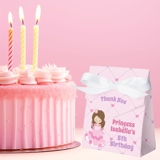 Cute Princess Pink Purple Hearts Birthday Party Favour Box (Creator Uploaded)