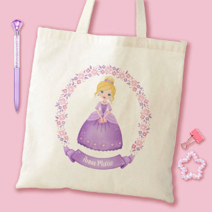 Cute Princess Purple Personalised Tote Bag