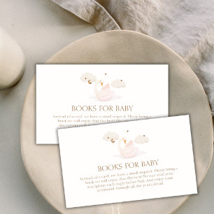 Cute Princess Swan Moon Star Books For Baby Shower Enclosure Card
