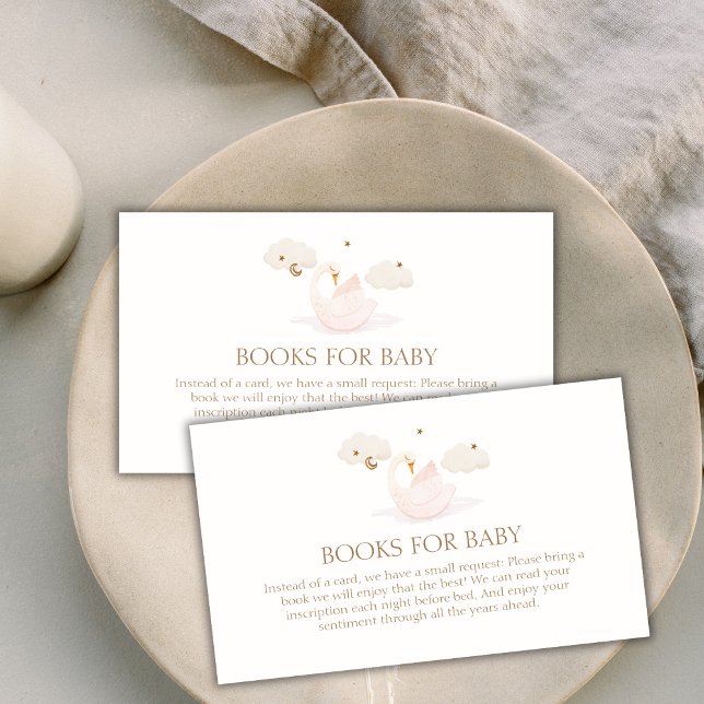 Cute Princess Swan Moon Star Books For Baby Shower Enclosure Card (Cute Princess Swan Moon Star Books For Baby Shower Enclosure Card)
