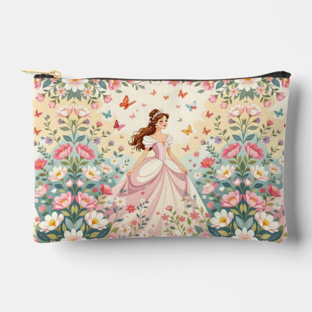 Cute princess with butterflies accessory pouch (Front)