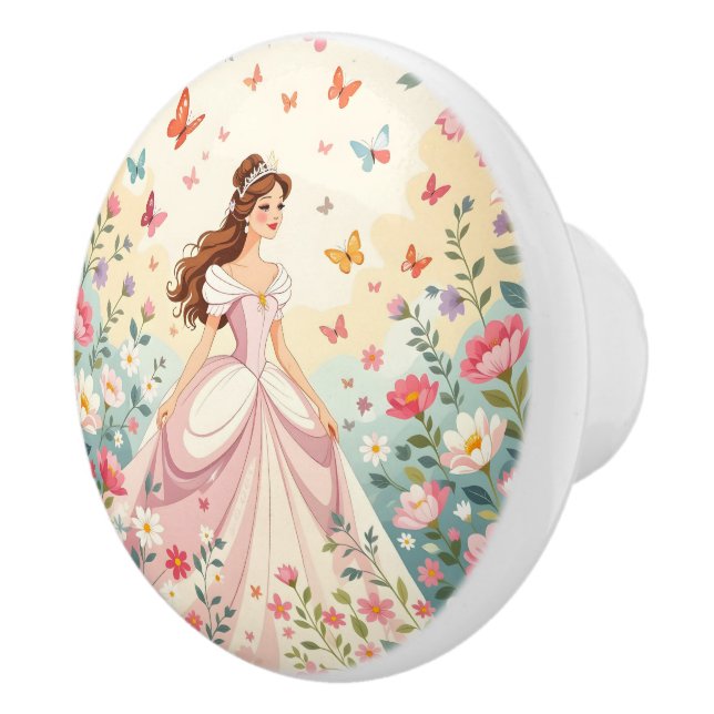 Cute princess with butterflies ceramic knob (Right)