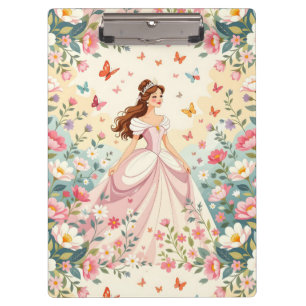 Cute princess with butterflies clipboard