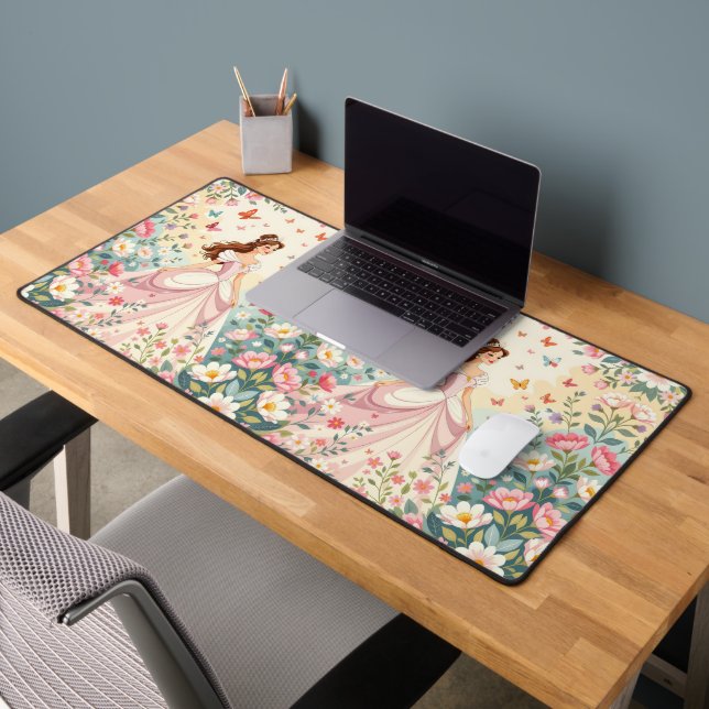 Cute princess with butterflies desk mat (Office 2)