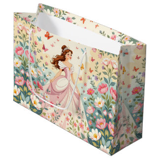Cute princess with butterflies large gift bag