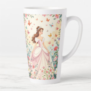 Cute princess with butterflies latte mug