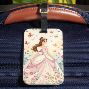 Cute princess with butterflies luggage tag