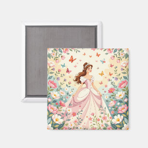 Cute princess with butterflies magnet