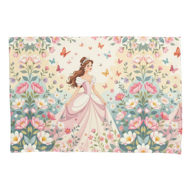 Cute princess with butterflies pillowcase (Front)