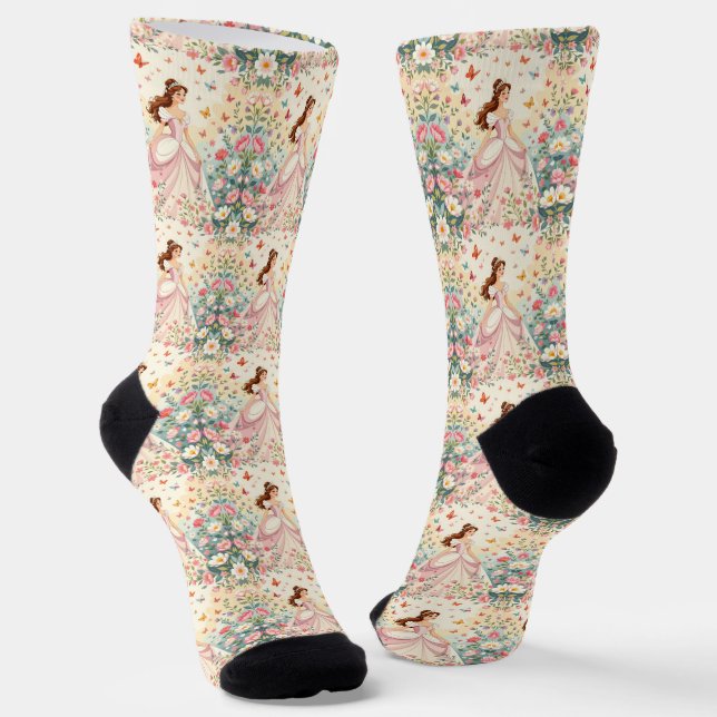 Cute princess with butterflies socks (Angled)