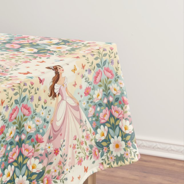 Cute princess with butterflies tablecloth (In Situ)