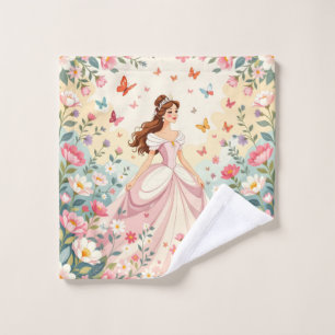 Cute princess with butterflies wash cloth