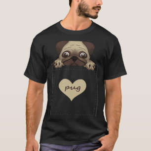 cute printed pug in pocket men women girls boys T-Shirt